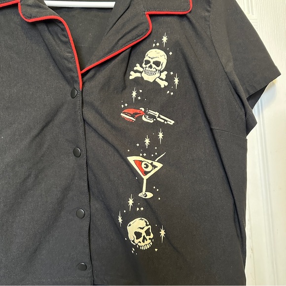 Killstar She Devil Crop Bowling Shirt - Picture 5 of 5